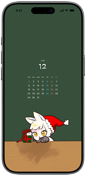 スマートフォンの壁紙を2025年12月のカレンダーに設定している画像