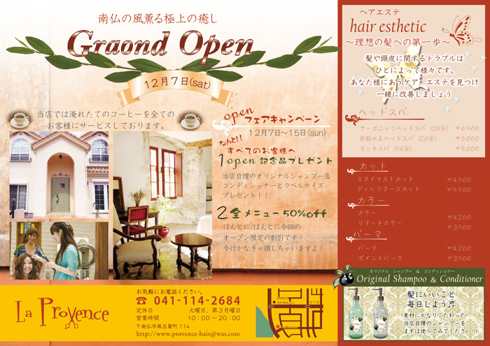 折込チラシ『ヘアサロンOPEN』
